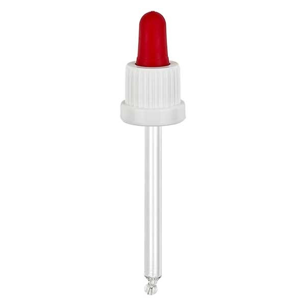 Glas-Tropfpipette weiss/rot 18mm PL78 OV