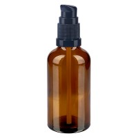 Braunglasflasche 50ml mit Pumpverschluss schwarz Braunglasflasche 50ml mit Pumpverschluss schwarz