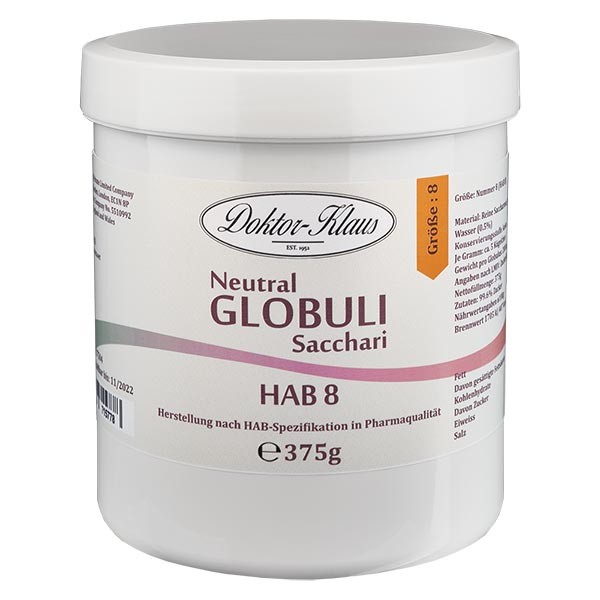 375g Neutral Globuli HAB 8, Doktor-Klaus, 100% reine Saccharose, in Dose mit OV