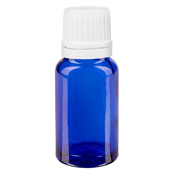 Apothekenfl. blau 10ml Schraubv. weiss OV