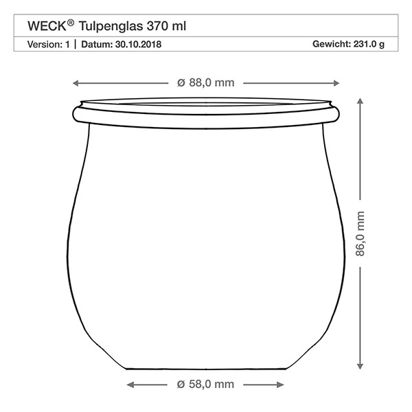 WECK-Tulpenglas 370ml mit Holzdeckel