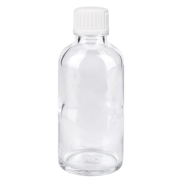 Apothekenflasche klar 50ml Schraubverschluss weiss Standard