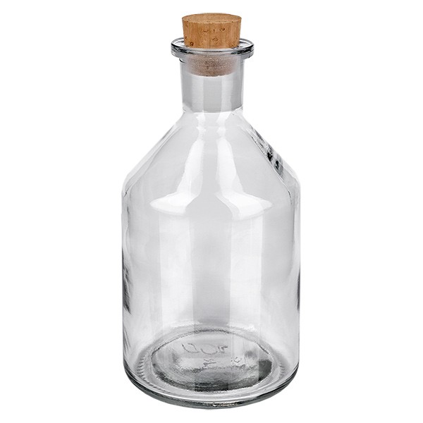 100 ml Steilbrustflasche Enghals Klarglas inkl. Korken