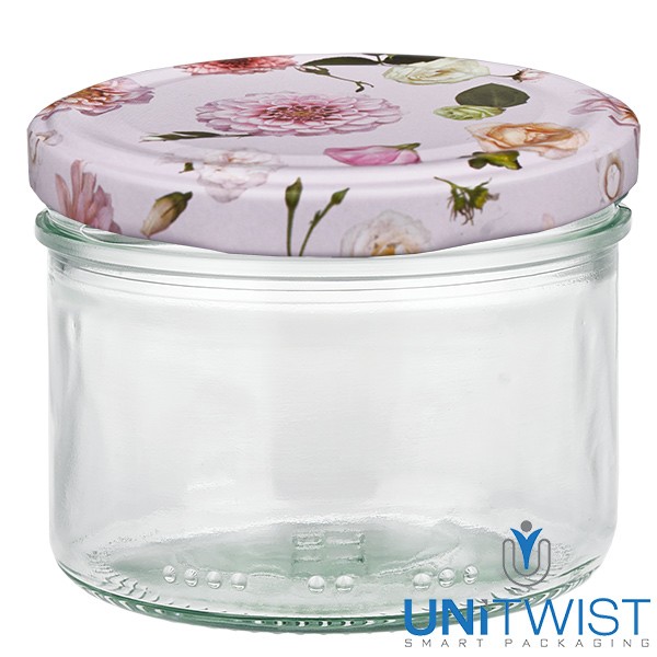230ml Zylinderglas + BasicSeal Deckel Blume rosa