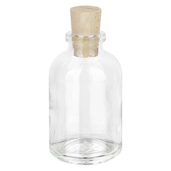 Injektionsflasche Klarglas 50ml mit Korken 11/14mm