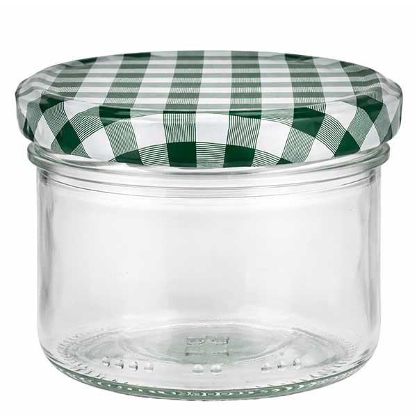 230ml Zylinderglas + BasicSeal Deckel grün/weiss