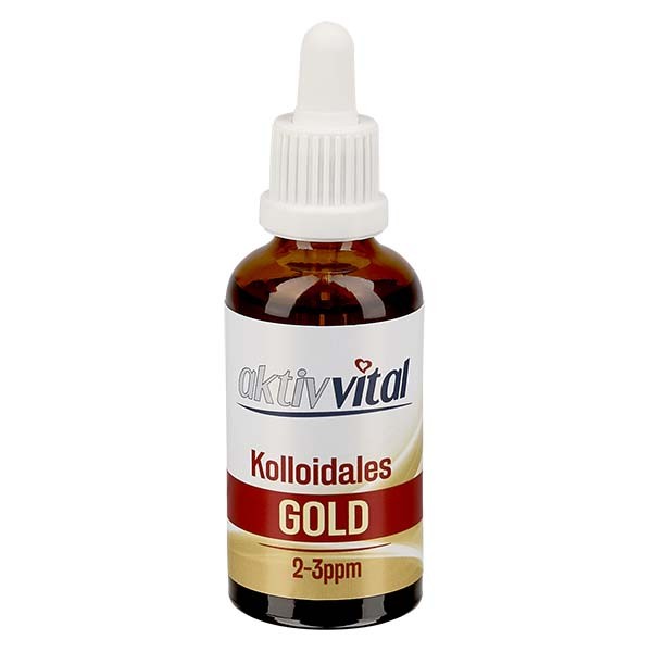 50 ml Kolloidales Gold Aktiv-Vital, 2-3ppm, Braunglasflasche mit Glas-Tropfpipette OV