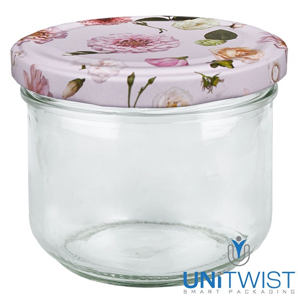 260ml Sturzglas + BasicSeal Deckel Blume rosa UNiTWIST®