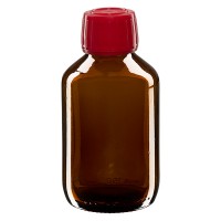150ml Euro-Medizinflasche braun mit rotem Schraubverschluss OV 150ml Euro-Medizinflasche braun mit rotem Schraubverschluss OV