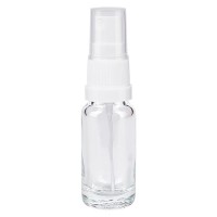Klarglasflasche 10ml mit Pumpzerstäuber weiss Klarglasflasche 10ml mit Pumpzerstäuber weiss