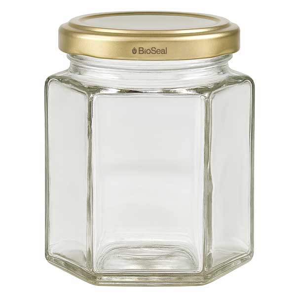 196ml Hexaglas mit BioSeal Deckel gold UNiTWIST
