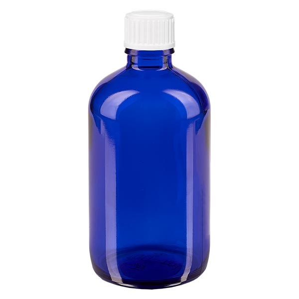 Apothekenfl. blau 100ml Schraubv weiss Globuli St