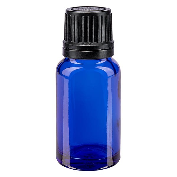 Apothekenfl. blau 10ml Schraubv. schw Giessr. OV