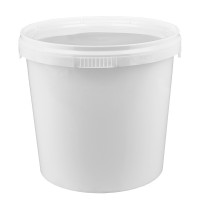 Eimer 1L aus weißem Kunststoff PP mit Deckel Eimer 1L aus weißem Kunststoff PP mit Deckel