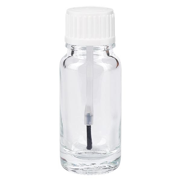 Apothekenflasche klar 10ml Schraubverschluss weiss Pinsel OV