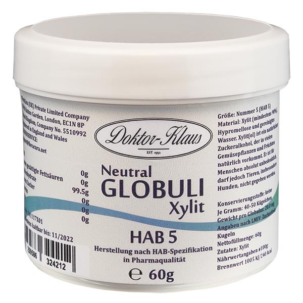 60g Neutral Globuli HAB5 aus Xylit (zuckerfrei)