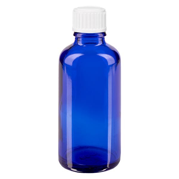 Apothekenfl. blau 50ml Schraubv. weiss St