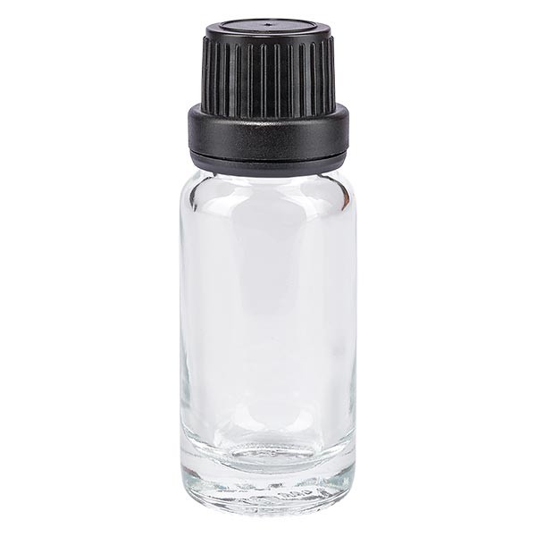 Apothekenflasche klar 10ml Tropfverschluss Pr. 2mm schwarz OV