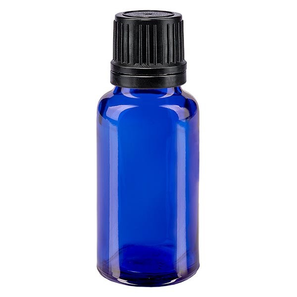 Apothekenfl. blau 20ml Schraubv. schw Giessr. OV