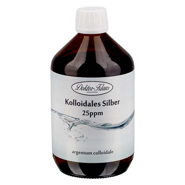 500 ml Kolloidales Silber Doktor-Klaus, 25ppm, zum Nachfüllen, in brauner PET Flasche