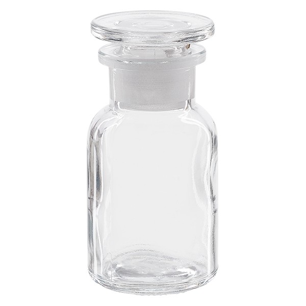 Apothekerflasche 100 ml Weithals Klarglas inkl. Glasstopfen