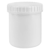 Kunststoffdose 180ml weiss mit gerilltem weissen Schraubdeckel aus PE, Verschlussart Standard Kunststoffdose 180ml weiss mit gerilltem weissen Schraubdeckel aus PE, Verschlussart Standard