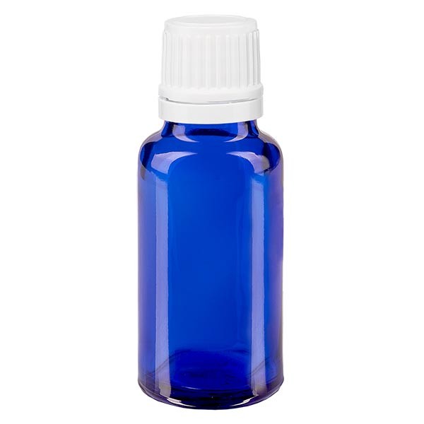 Apothekenfl. blau 20ml Schraubv. weiss OV