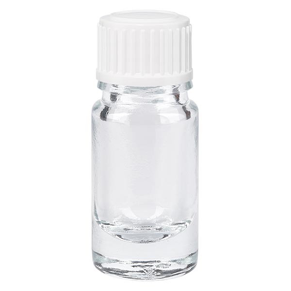 Apothekenflasche klar 5ml Schraubverschluss weiss. Globuli Standard