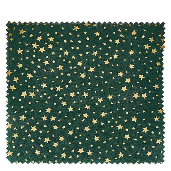 1 x Stoffdeckchen 150x150mm Grün mit goldenen Sternen für Deckel Durchmesser 43-100mm