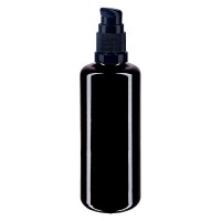 Violettglasflasche 100ml mit Pumpverschluss schwarz Violettglasflasche 100ml mit Pumpverschluss schwarz