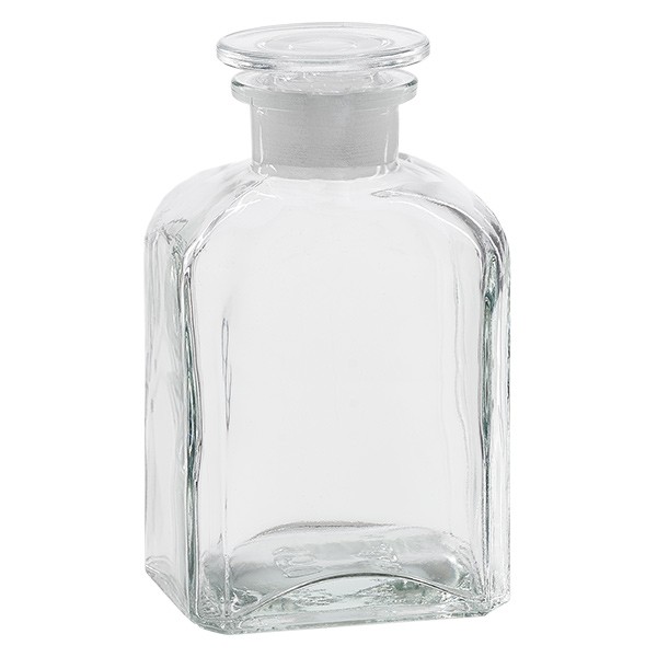 Vierkant-Apothekerflasche 500 ml Weithals Klarglas inkl. Glasstopfen