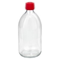500ml Euro-Medizinflasche klar mit rotem Schraubverschluss OV 500ml Euro-Medizinflasche klar mit rotem Schraubverschluss OV