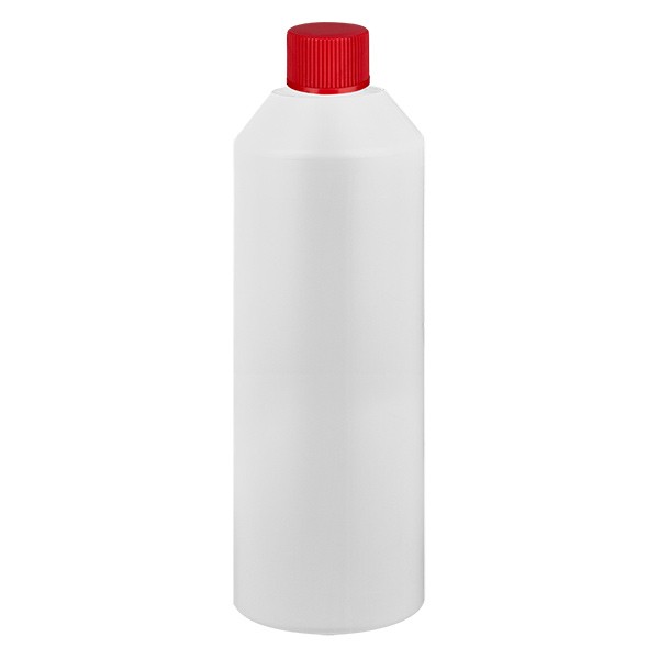 PET Zylinderflasche 250ml weiss, S20x3 mit rotem SV