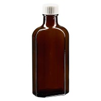 125 ml braune Meplatflasche mit DIN22 Mündung, inkl. Verschluss weiss aus PP mit PE-Schaumeinlage 125 ml braune Meplatflasche mit DIN22 Mündung, inkl. Verschluss weiss aus PP mit PE-Schaumeinlage