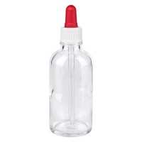Pipettenflasche klar 50ml, Pipette weiss/rot Standard Pipettenflasche klar 50ml, Pipette weiss/rot Standard