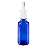 Blauglasflasche 50ml mit Nasenzerstäuber weiss Blauglasflasche 50ml mit Nasenzerstäuber weiss