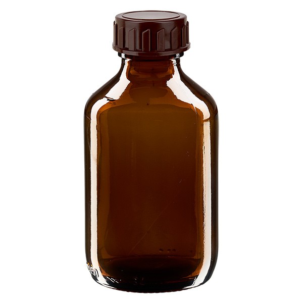 150ml Euro-Medizinflasche braun mit braunem Verschluss