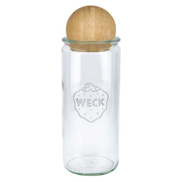 1040ml Zylinderglas WECK RR80 mit Holzkugel