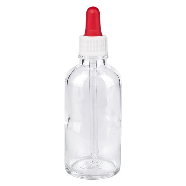 Pipettenflasche klar 50ml, Pipette weiss/rot Standard