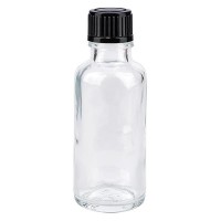 Apothekenflasche klar 30ml Schraubverschluss schwarz St Apothekenflasche klar 30ml Schraubverschluss schwarz St