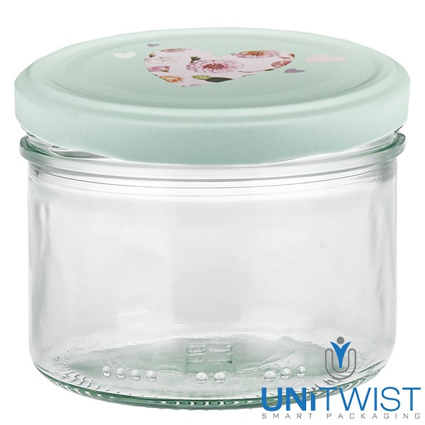 230ml Zylinderglas + BasicSeal Deckel Herz mint