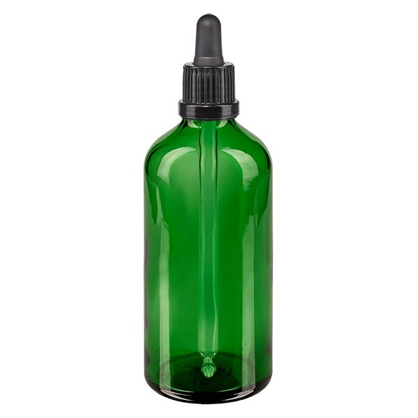 Pipettenflasche grün 100ml, Pipette schwarz OV