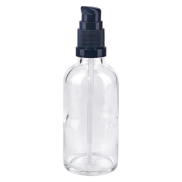 Klarglasflasche 50ml mit Pumpverschluss schwarz