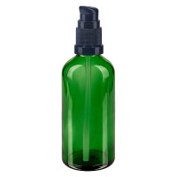 Grünglasflasche 100ml mit Pumpverschluss schwarz Grünglasflasche 100ml mit Pumpverschluss schwarz