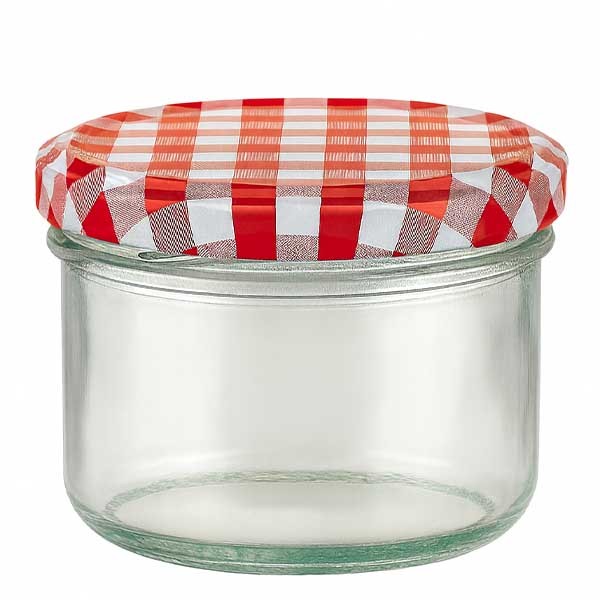 230ml Zylinderglas + BasicSeal Deckel rot/weiss UN