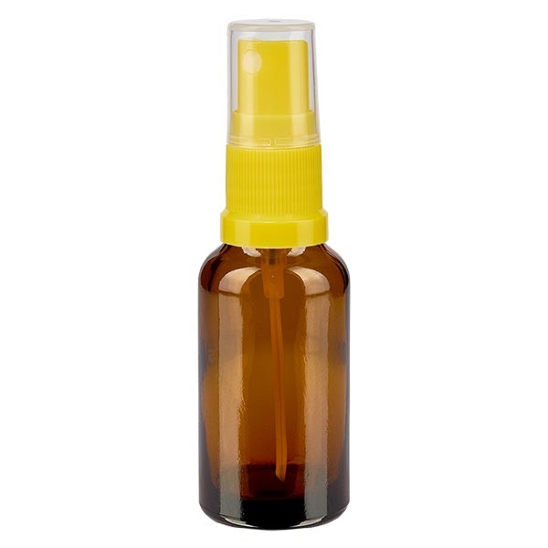 Braunglasflasche 20ml mit Pumpzerstäuber gelb