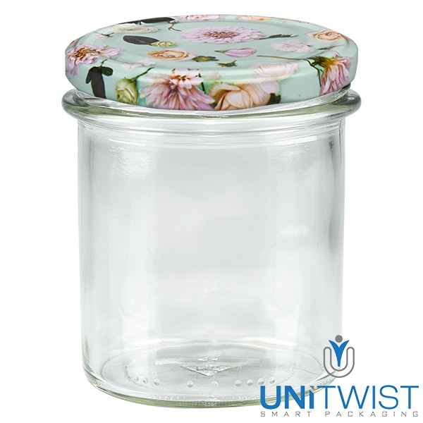 350ml Sturzglas + BasicSeal Deckel Blume mint UNiTWIST®