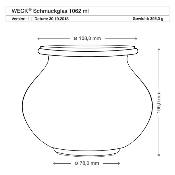 WECK-Schmuckglas 1062 ml Unterteil