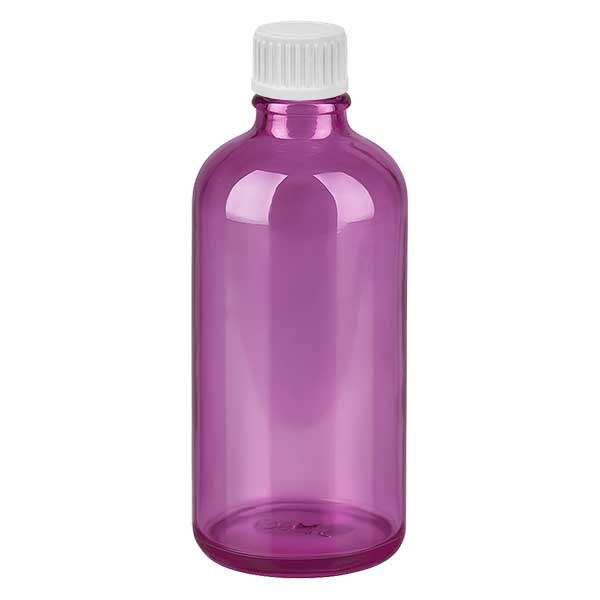 100ml (Globuli)flasche 3mm Giesring weiß mit Standardverschluss PurpleLine UT18/100