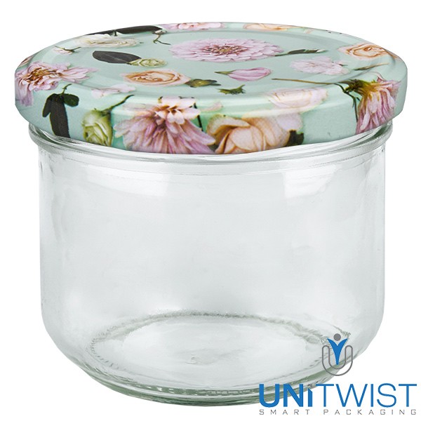 260ml Sturzglas + BasicSeal Deckel Blume mint UNiTWIST®